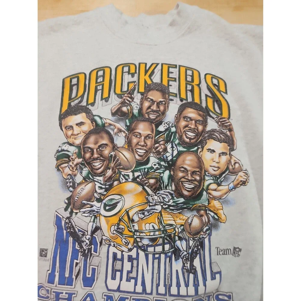 Vtg 1995 Green Bay Packers Sweatshirt XL Fruit of the Loom NFC Caricature 90s